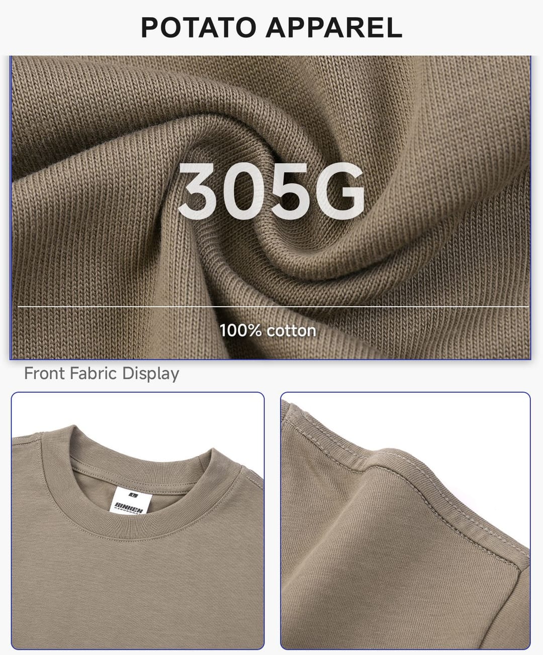 Breathable Quick-Dry Cotton 305G Kid’s Oversized T-Shirt – detail 5