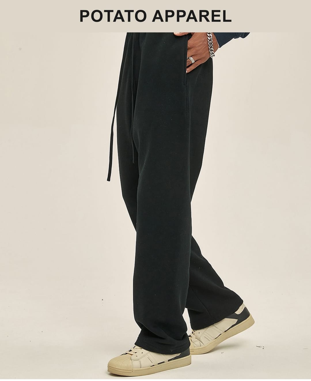 Brushed Fleece 365Gsm Solid wide-leg sweatpants – detail 10