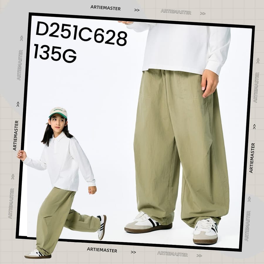 Casual Wide-Leg Woven Trousers For Kids thumbnail 3