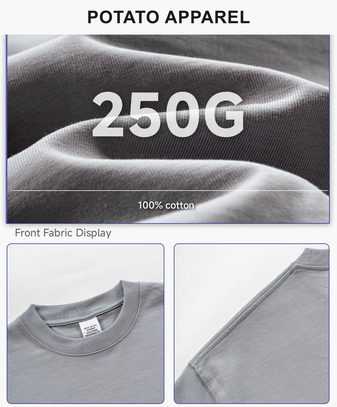 Cotton 250gsm Oversized Boxy Fit T-Shirt – detail 4