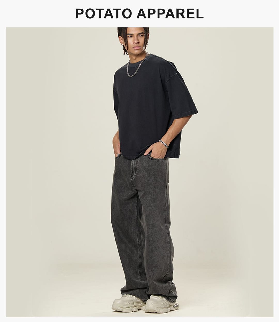Cotton 260gsm Light Wash Oversized Boxy T-Shirt – detail 11
