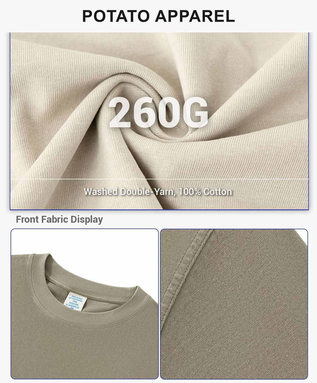 Cotton 260gsm Light Wash Oversized Boxy T-Shirt – detail 5