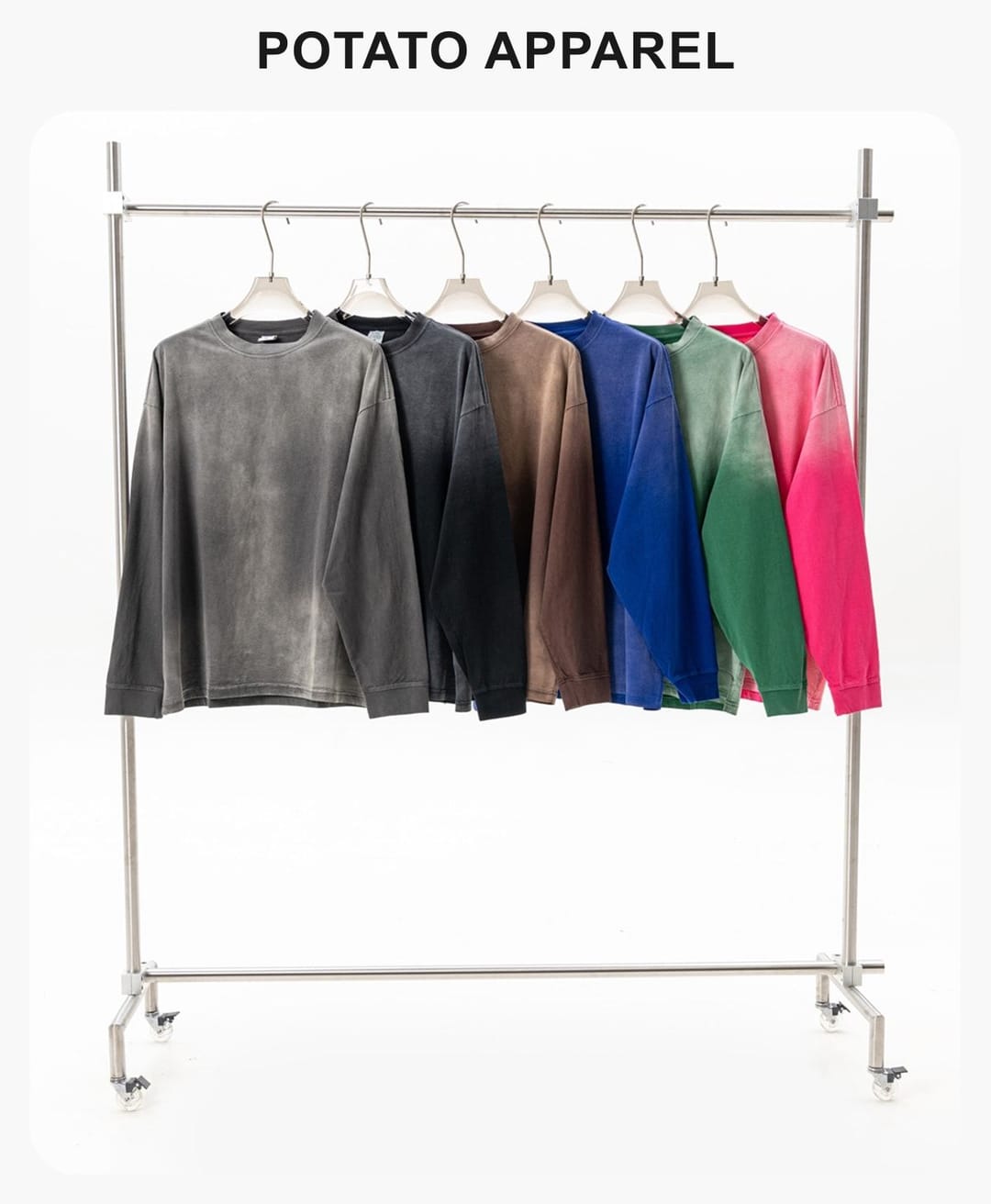 Cotton 260Gsm Long Sleeve Gradual Wash Shirts – detail 1