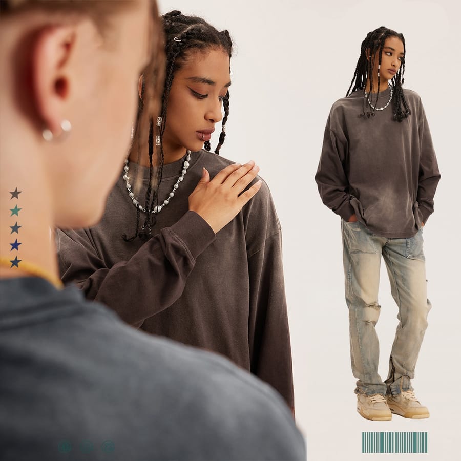 Cotton 260Gsm Long Sleeve Gradual Wash Shirts thumbnail 2