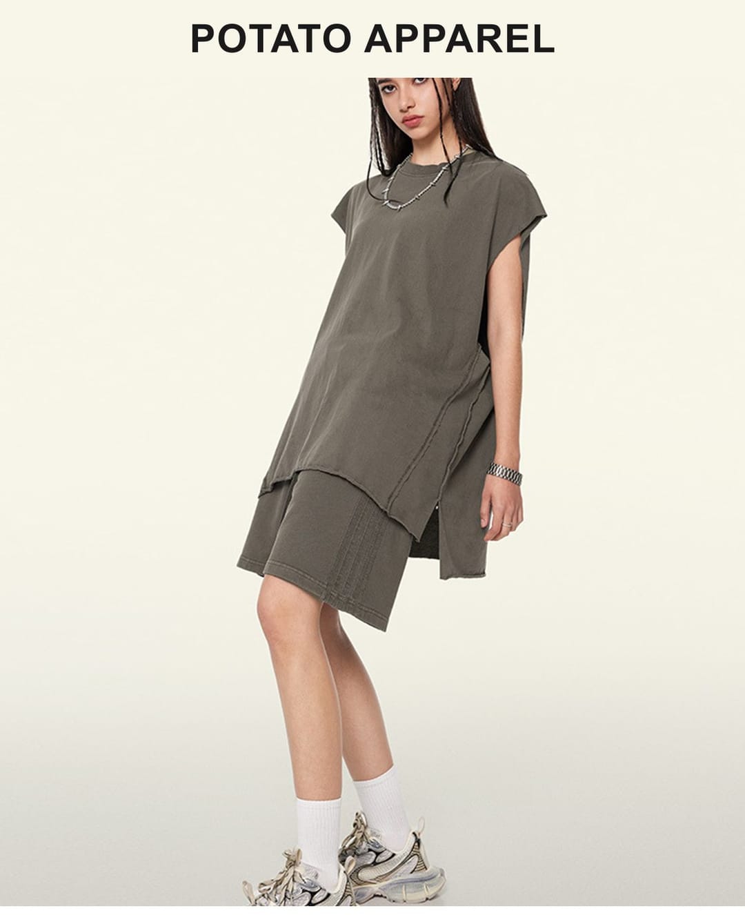Cotton 270GSM Vintage Wash Raw Edge Hem Vest – detail 11