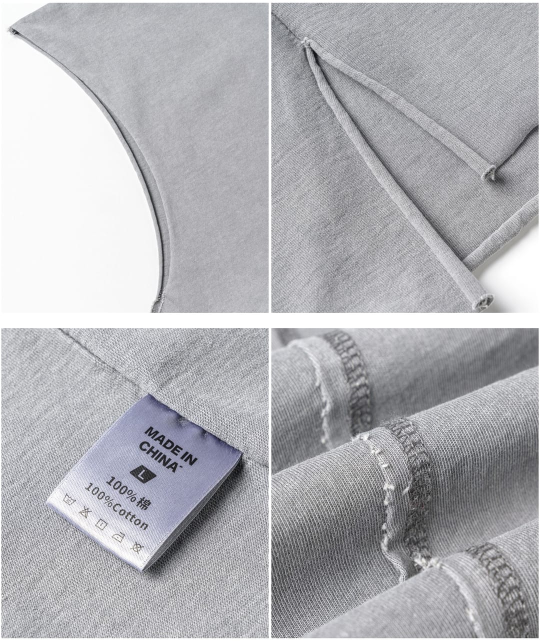 Cotton 270GSM Vintage Wash Raw Edge Hem Vest – detail 7