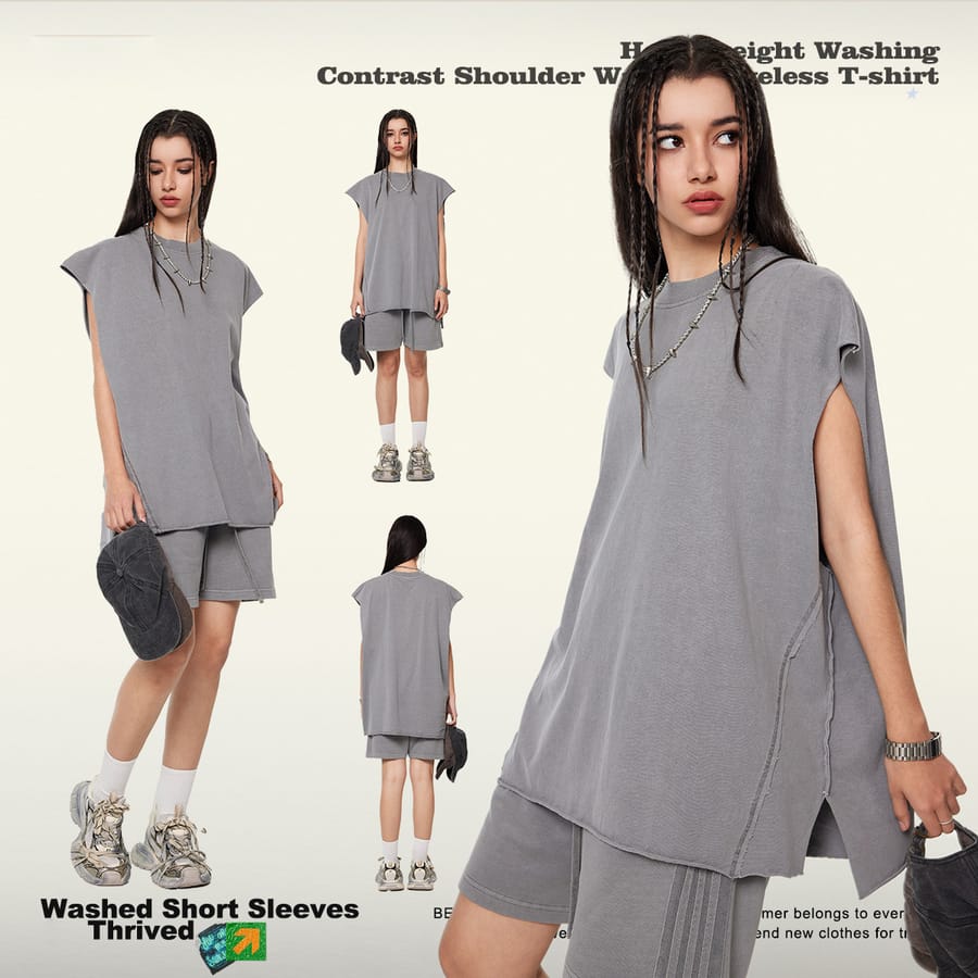 Cotton 270GSM Vintage Wash Raw Edge Hem Vest thumbnail 4