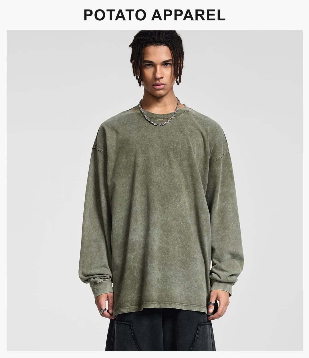 Cotton 275Gsm Oversized Acid Wash Long sleeve T-Shirt – detail 10
