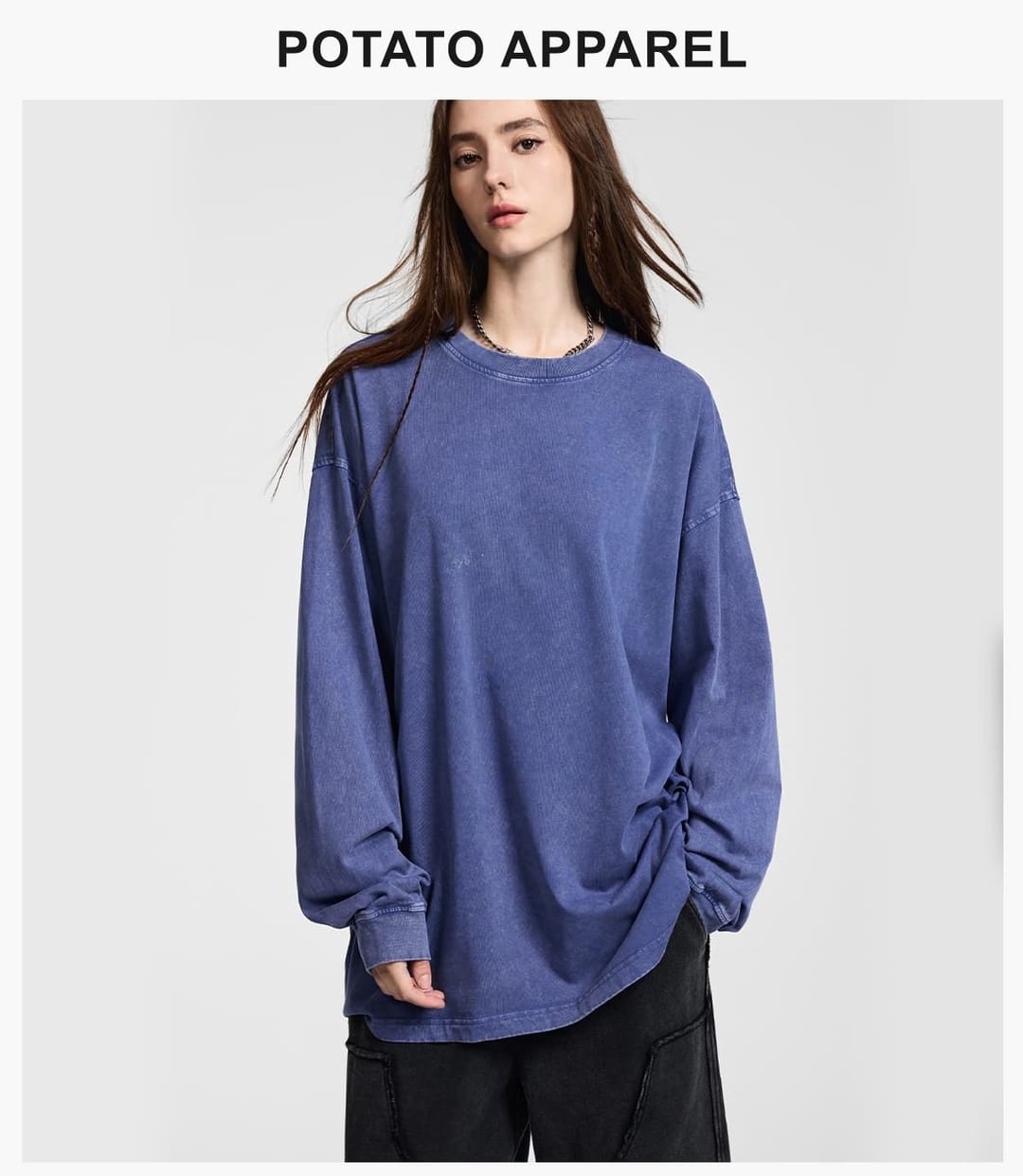 Cotton 275Gsm Oversized Acid Wash Long sleeve T-Shirt – detail 8