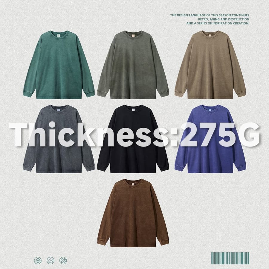 Cotton 275Gsm Oversized Acid Wash Long sleeve T-Shirt thumbnail 3