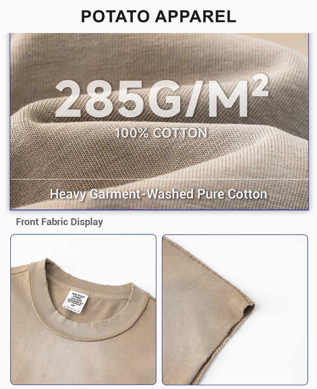 Cotton 285GSM Acid Spray Distressed Wash Vest – detail 5