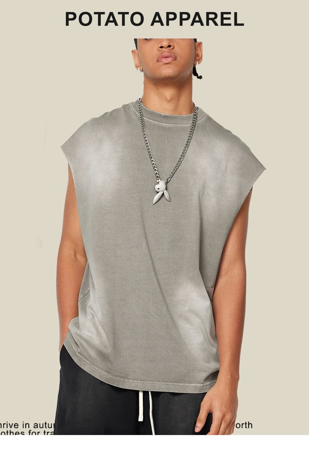 Cotton 310GSM Gradual Wash Vintage Vest – detail 10