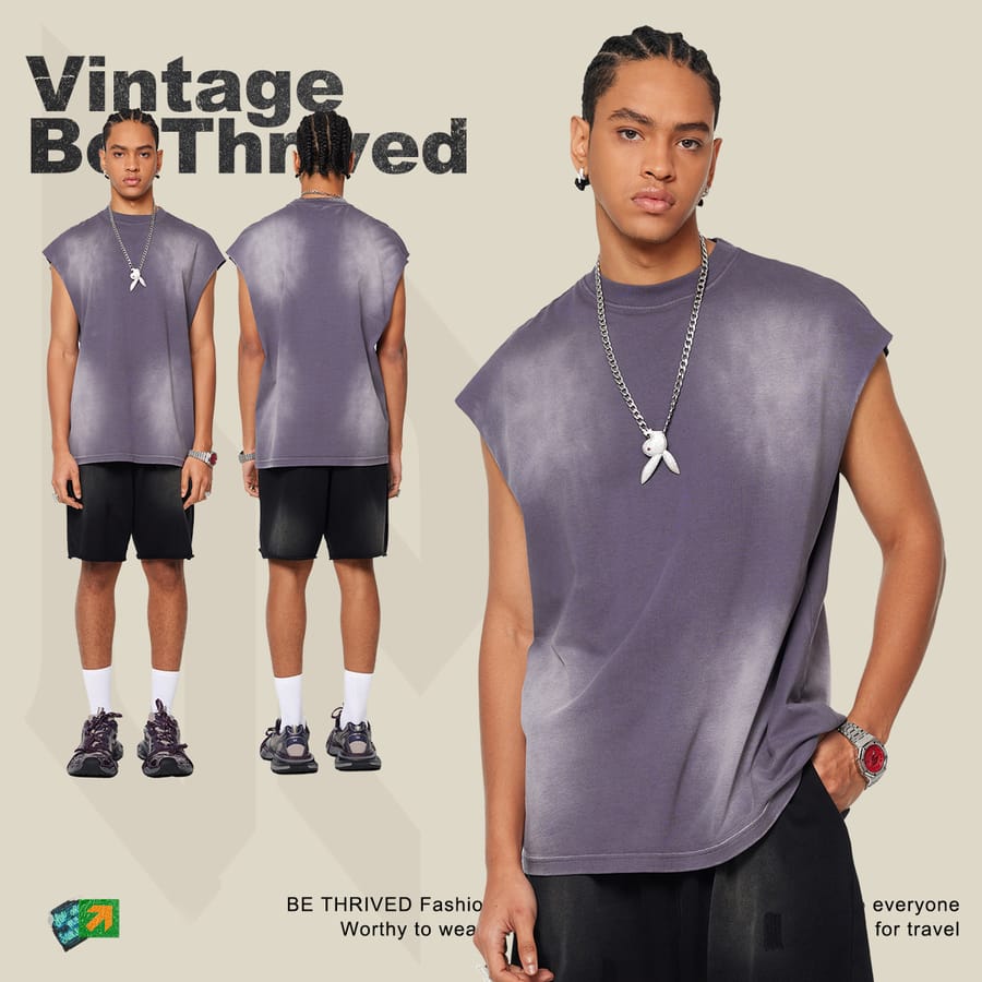 Cotton 310GSM Gradual Wash Vintage Vest thumbnail 2