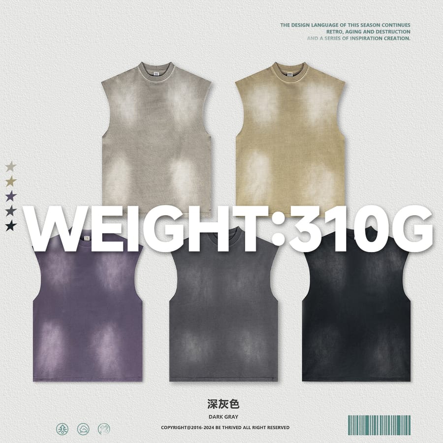 Cotton 310GSM Gradual Wash Vintage Vest thumbnail 5
