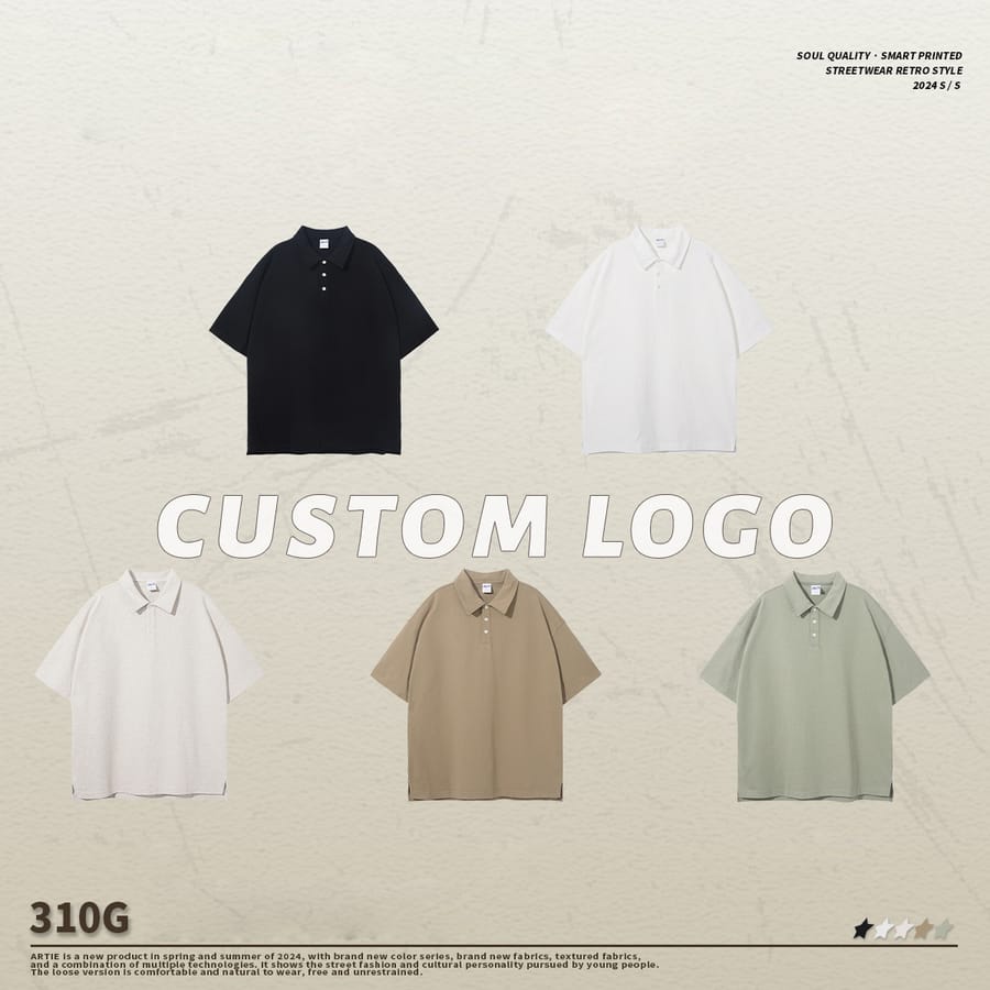 Cotton 310Gsm Oversized Unisex Polo t-shirt thumbnail 2