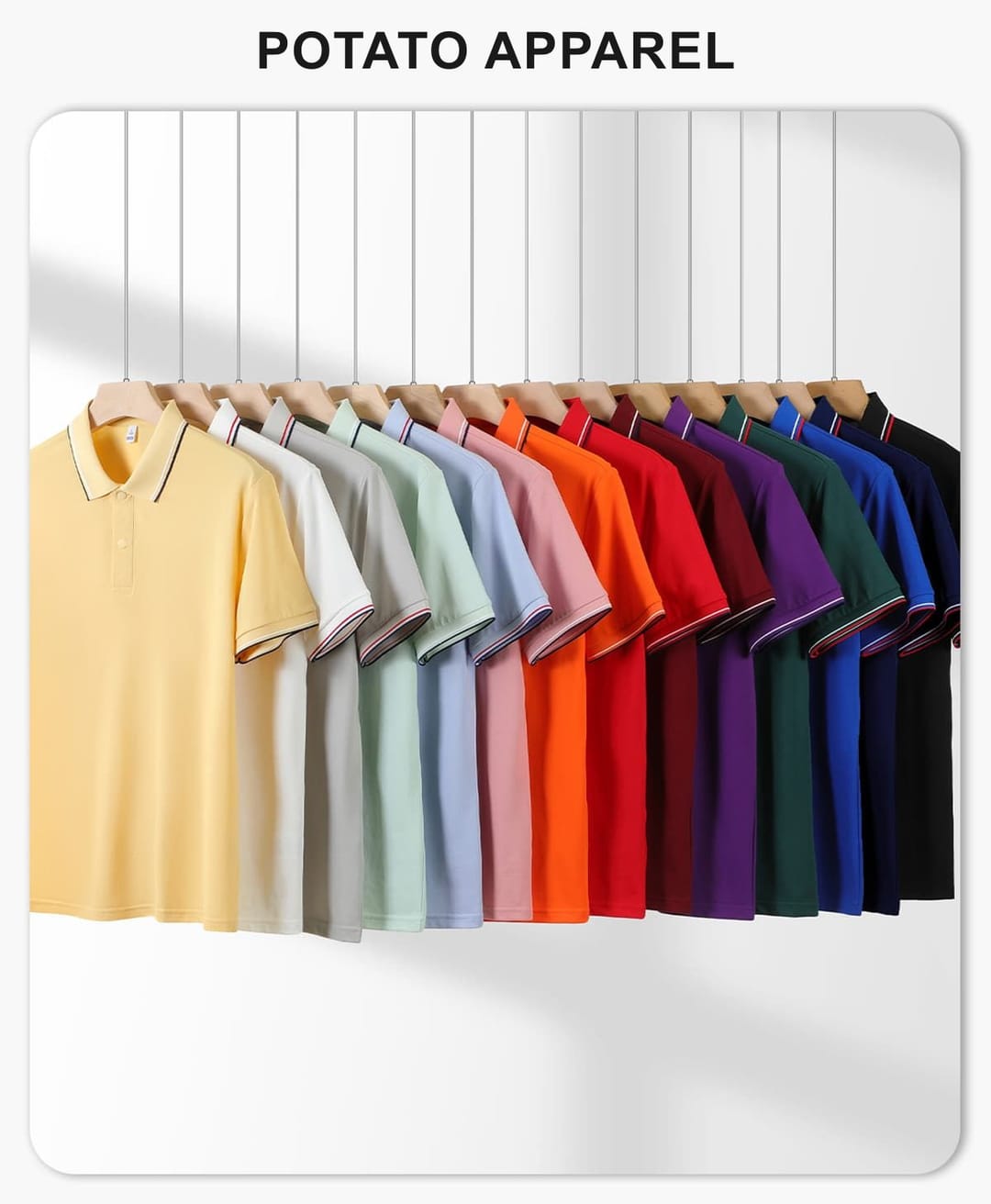 Cotton-Covered Spandex 200GSM Contrast Collar Polo Shirt – detail 1