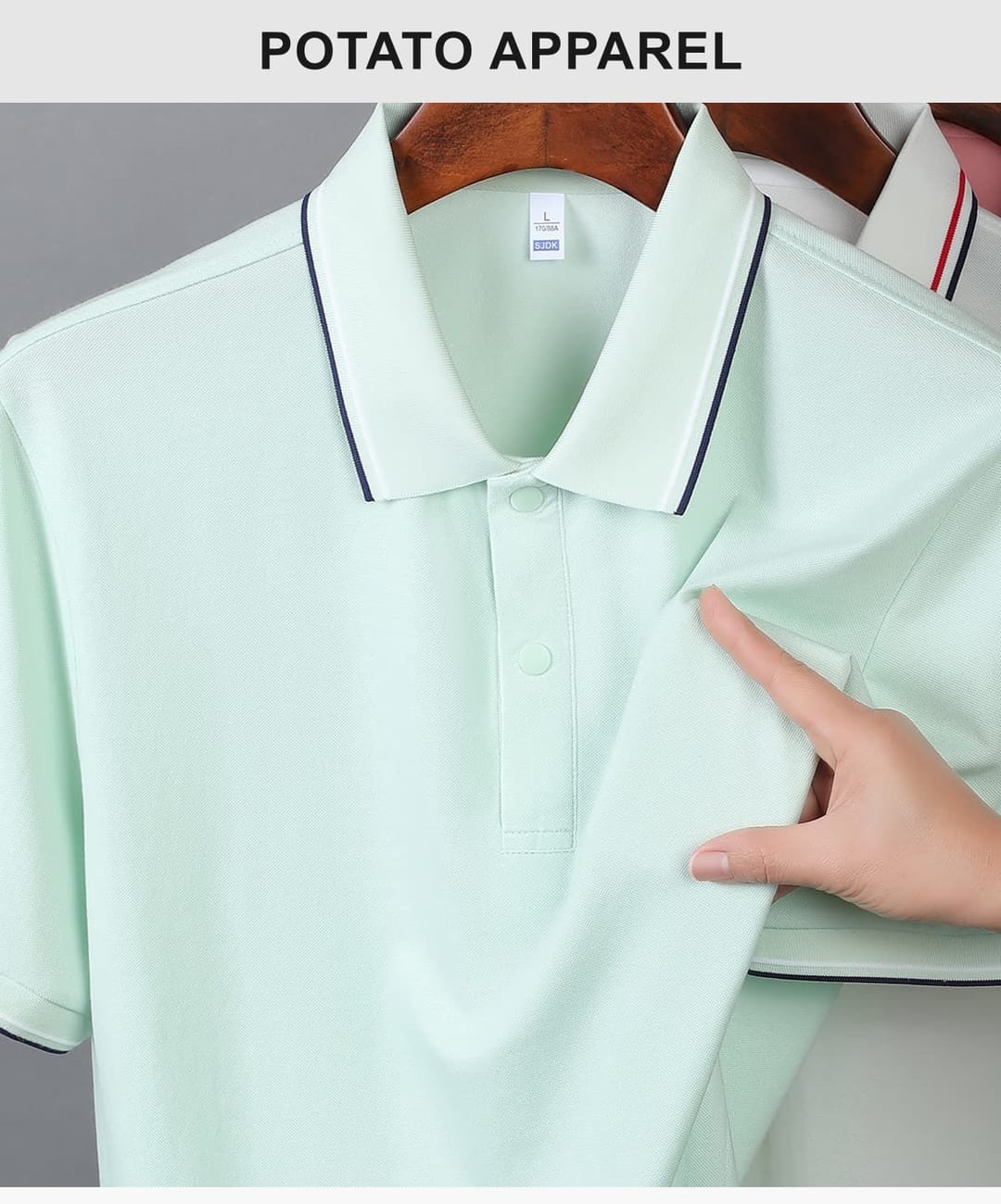 Cotton-Covered Spandex 200GSM Contrast Collar Polo Shirt – detail 12