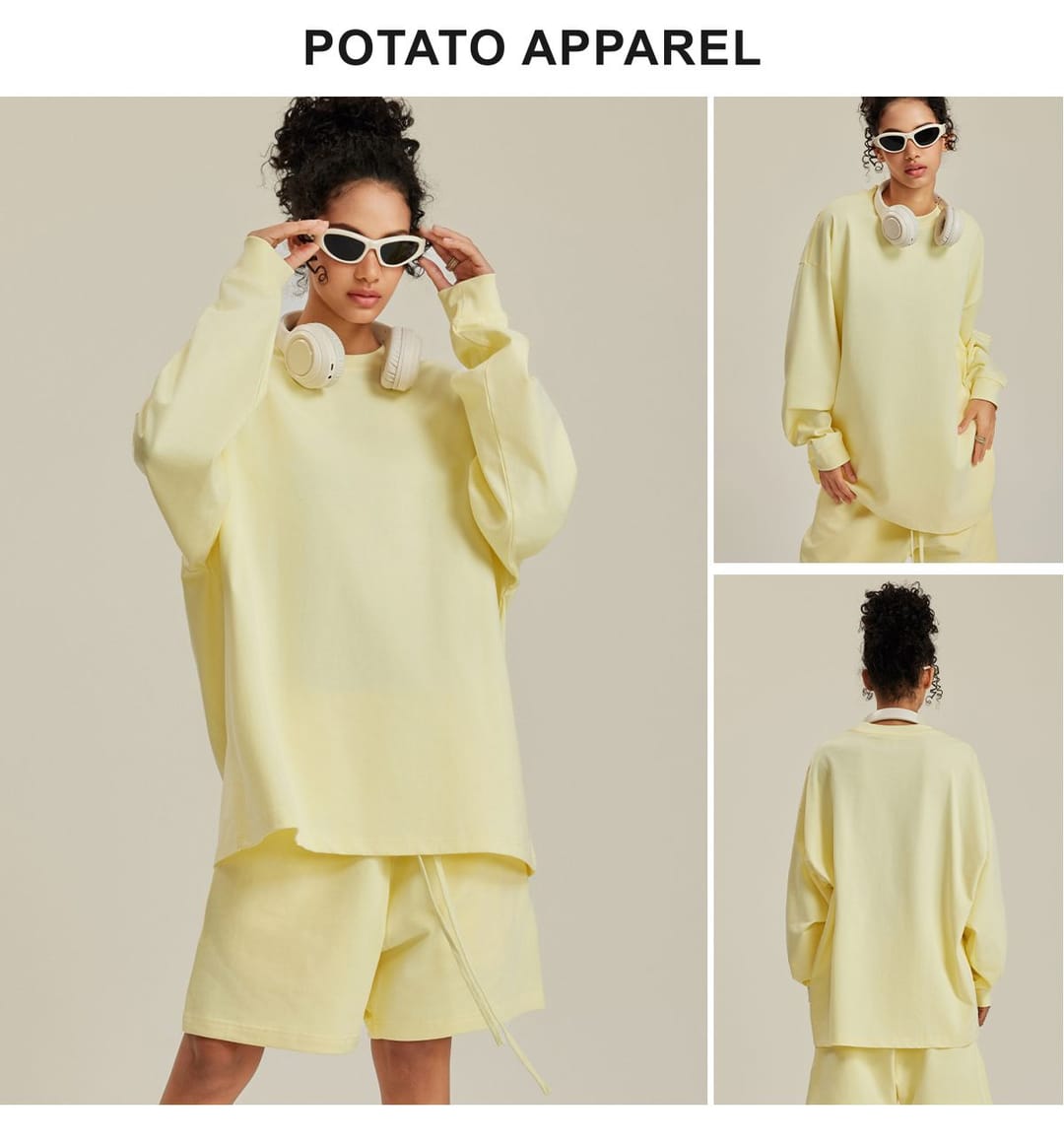 Cotton Long Sleeve 305Gsm solid Oversized T-shirt – detail 9