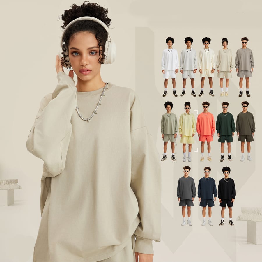 Cotton Long Sleeve 305Gsm solid Oversized T-shirt