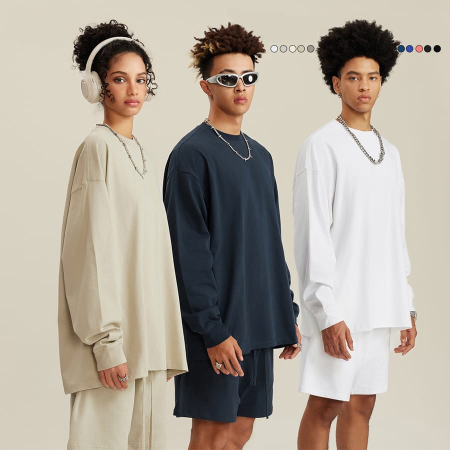 Cotton Long Sleeve 305Gsm solid Oversized T-shirt thumbnail 2