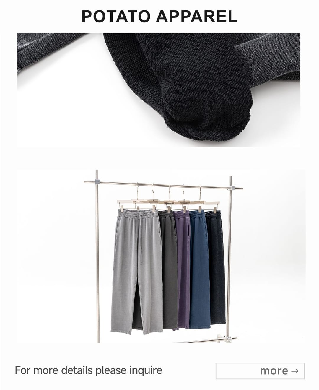 Cotton Terry 380Gsm Vintage Washed Straight Leg Sweatpants – detail 7