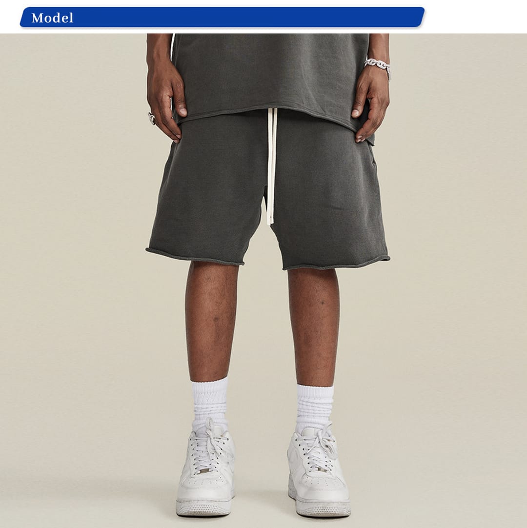 Cotton Terry 385GSM Washed Raw Edge Shorts – detail 10