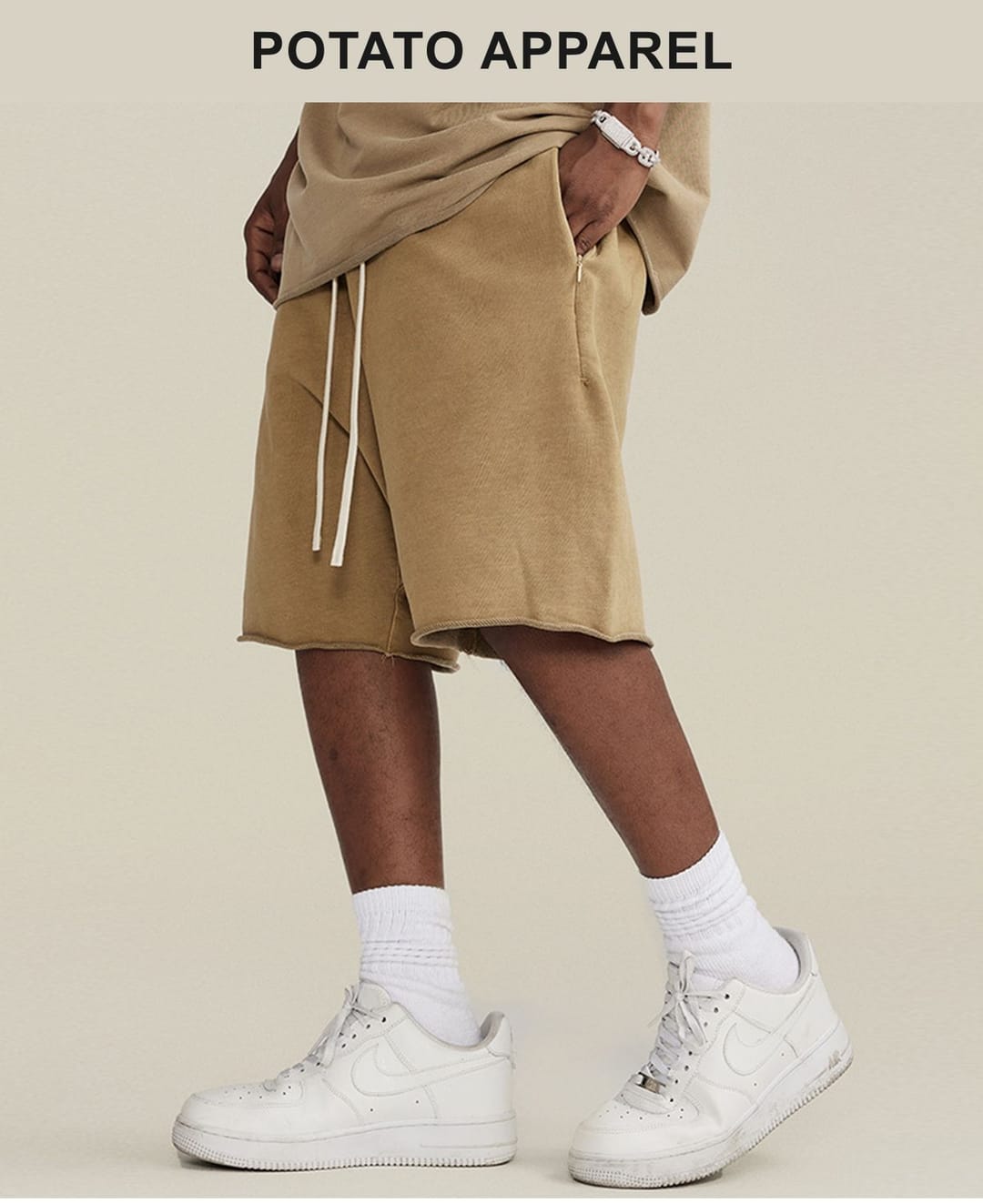 Cotton Terry 385GSM Washed Raw Edge Shorts – detail 12