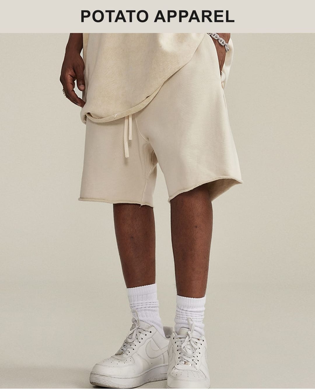 Cotton Terry 385GSM Washed Raw Edge Shorts – detail 14
