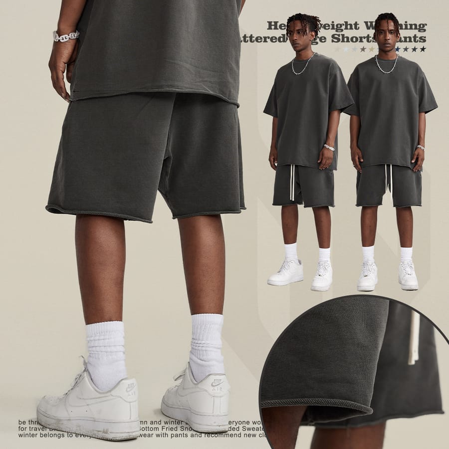 Cotton Terry 385GSM Washed Raw Edge Shorts thumbnail 5