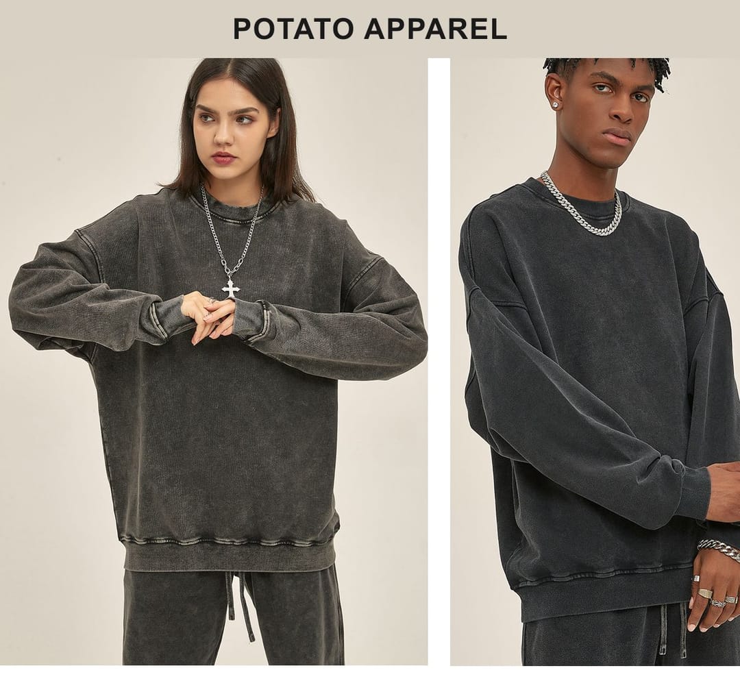 Cotton Terry 420Gsm Oversized Snow Wash Sweatshirt – detail 12