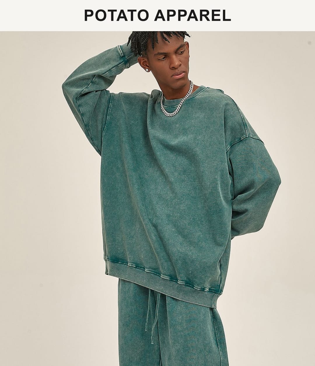 Cotton Terry 420Gsm Oversized Snow Wash Sweatshirt – detail 14