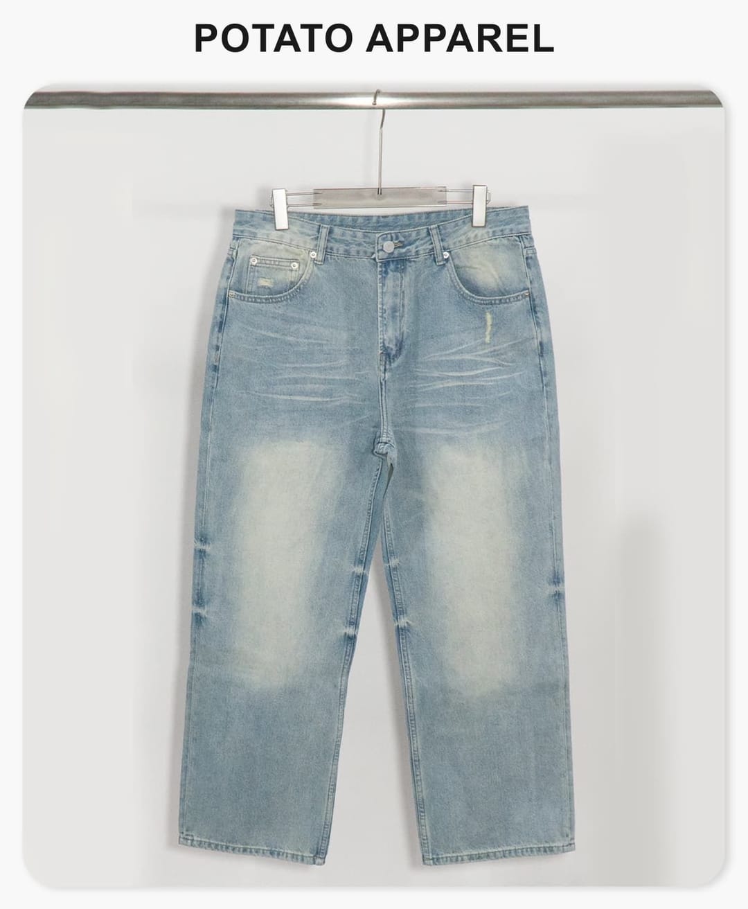Distressed Raw-Hem Wavy Wash 385g Straight-Leg Jeans – detail 1