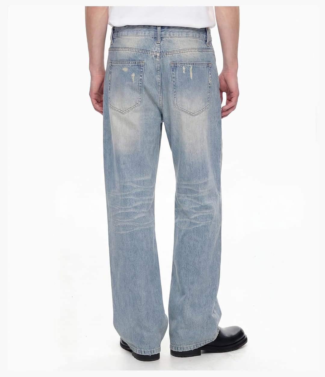 Distressed Raw-Hem Wavy Wash 385g Straight-Leg Jeans – detail 10