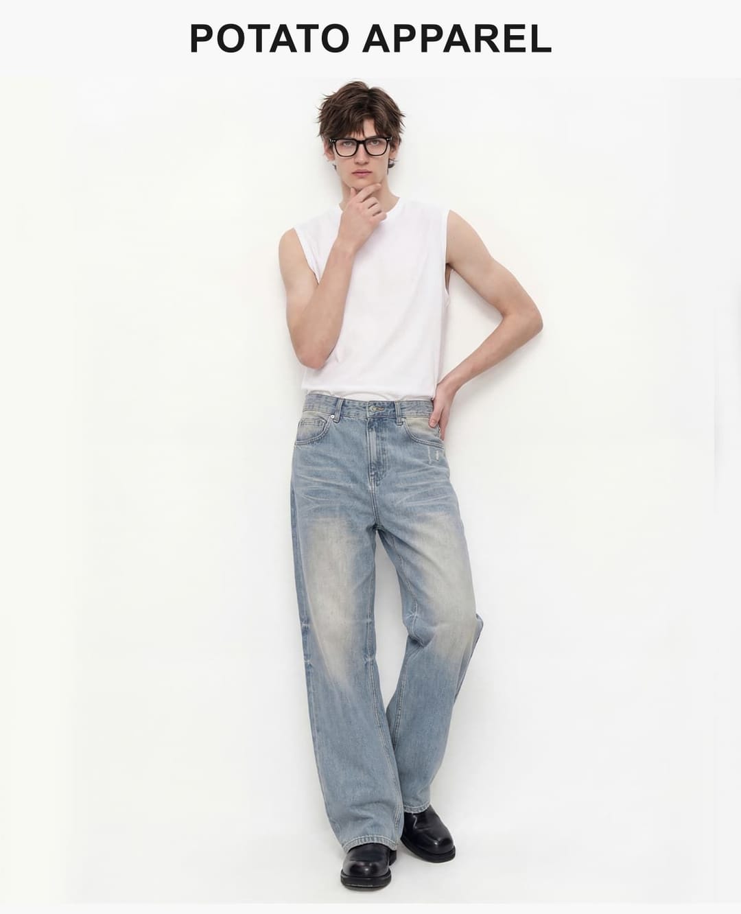 Distressed Raw-Hem Wavy Wash 385g Straight-Leg Jeans – detail 7