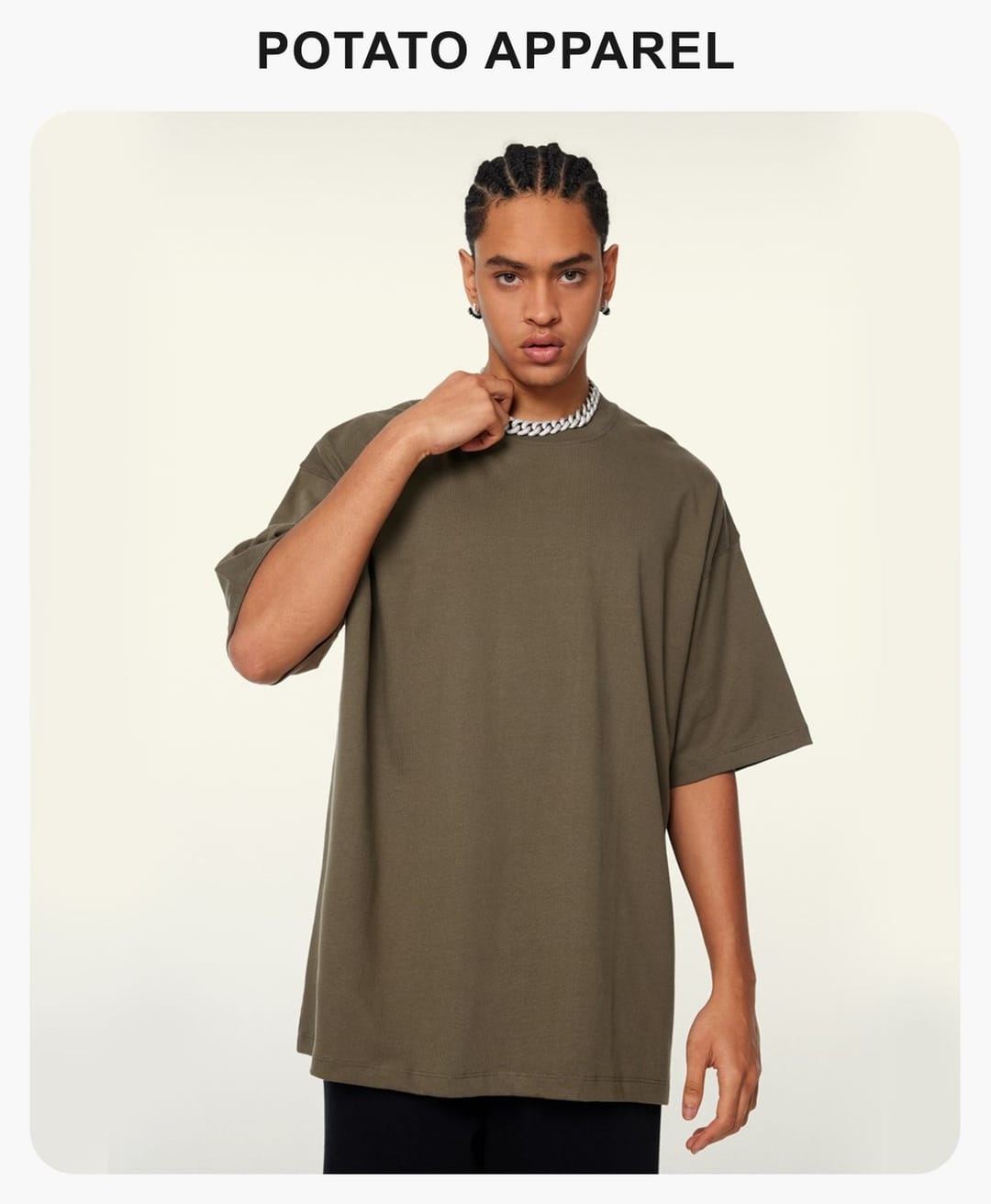 Double Yarn Cotton 345GSM Oversized T-Shirt – detail 1