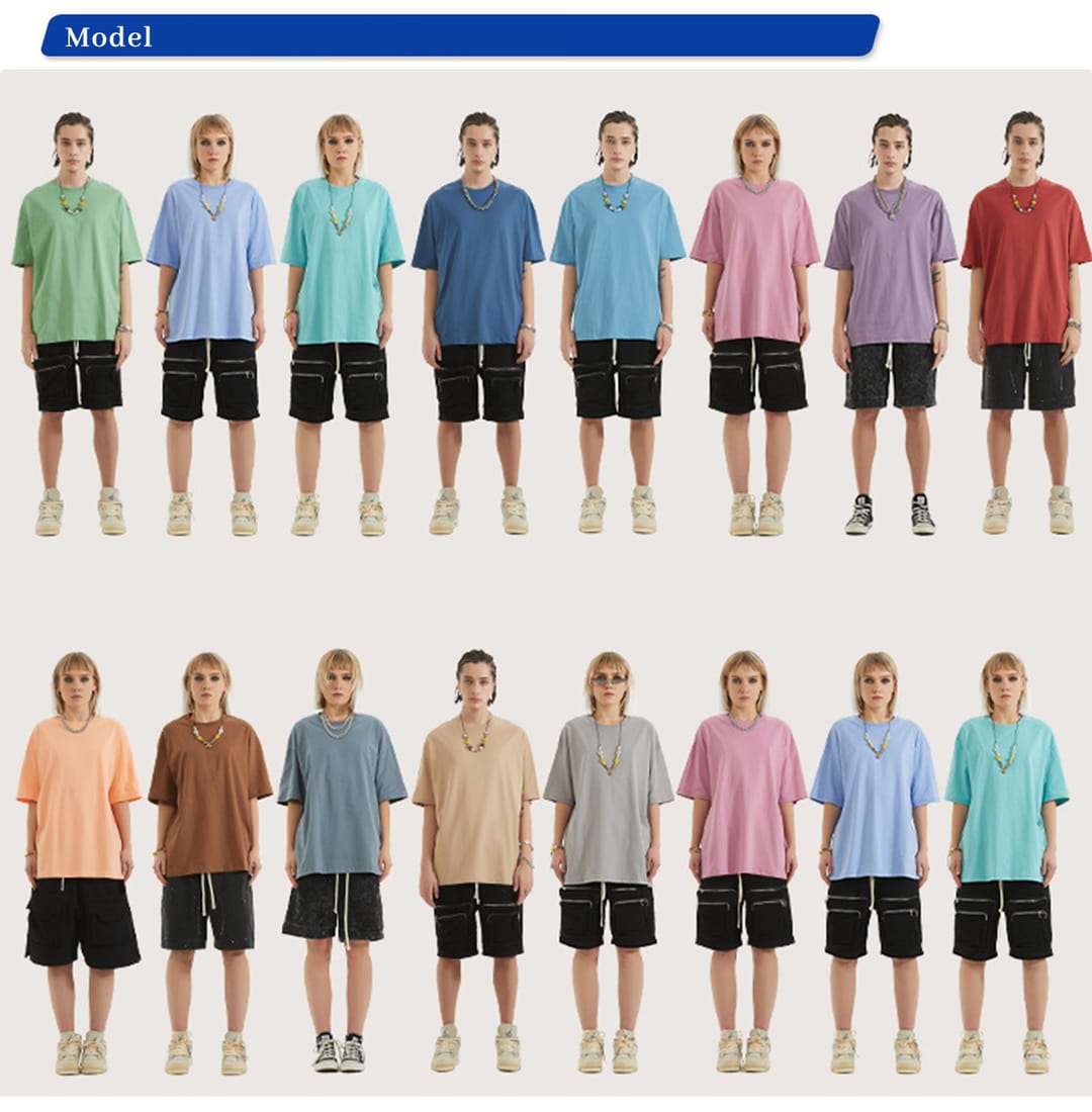 Drop Shoulder Thin Cotton Oversize T-shirt 190GSM 20 colors – detail 10