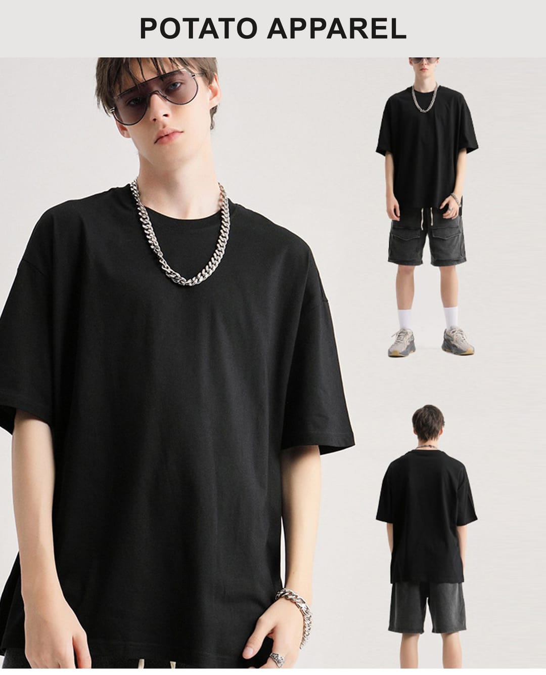 Drop Shoulder Thin Cotton Oversize T-shirt 190GSM 20 colors – detail 12