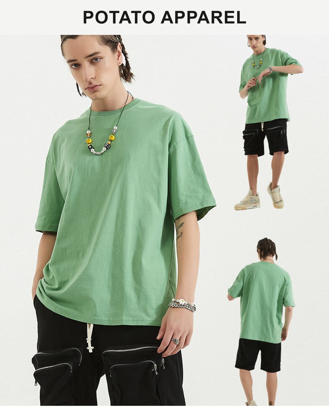 Drop Shoulder Thin Cotton Oversize T-shirt 190GSM 20 colors – detail 14