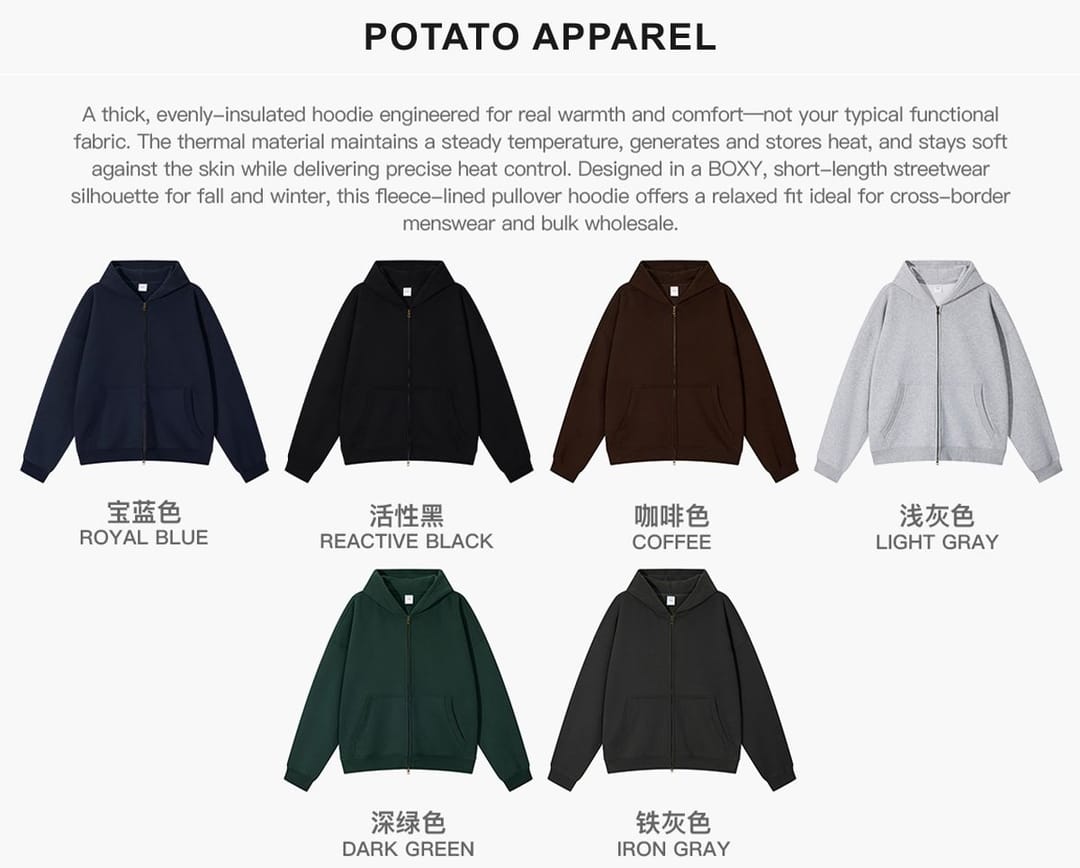 Fleece 345Gsm Oversized Zip-Up Boxy Fit Hoodie – detail 3
