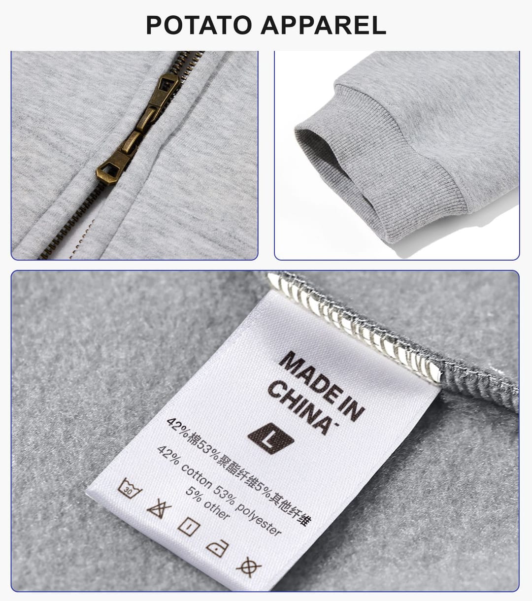 Fleece 345Gsm Oversized Zip-Up Boxy Fit Hoodie – detail 6