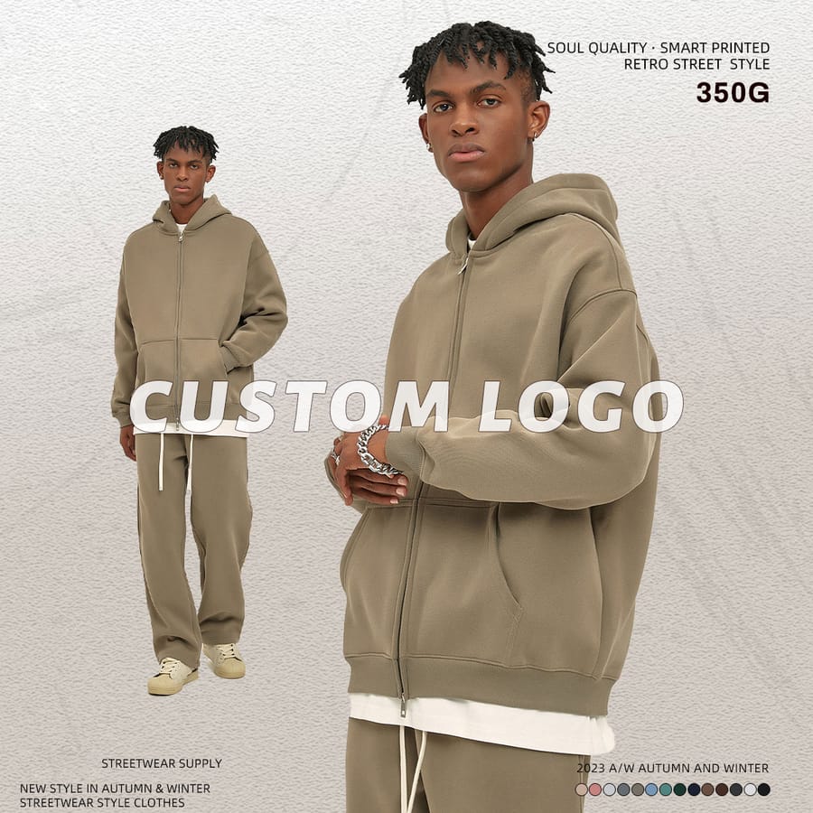 Fleece 350Gsm Oversized Zip-Up Hoodie thumbnail 5