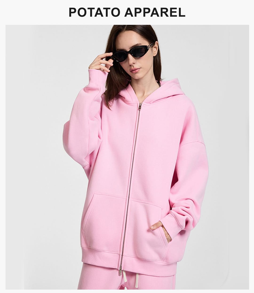 Fleece 350Gsm Oversized Zip-up Hoodie – detail 11