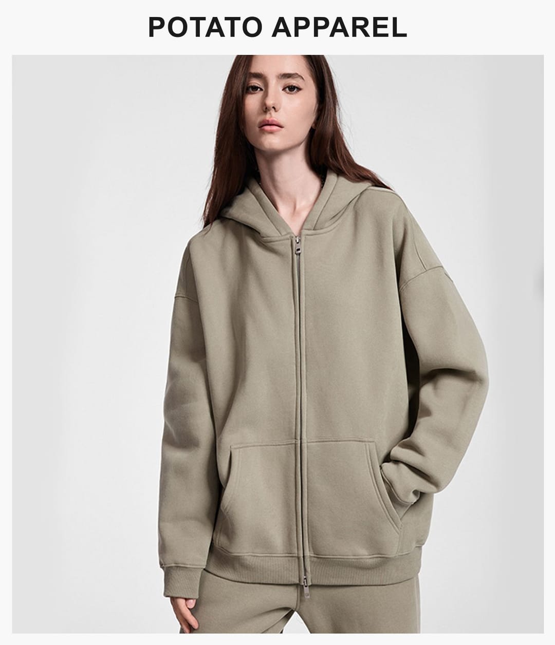 Fleece 350Gsm Oversized Zip-up Hoodie – detail 12