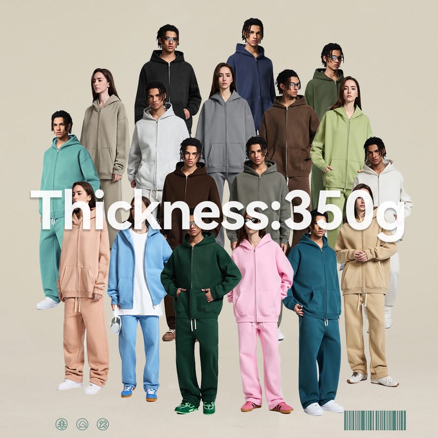 Fleece 350Gsm Oversized Zip-up Hoodie