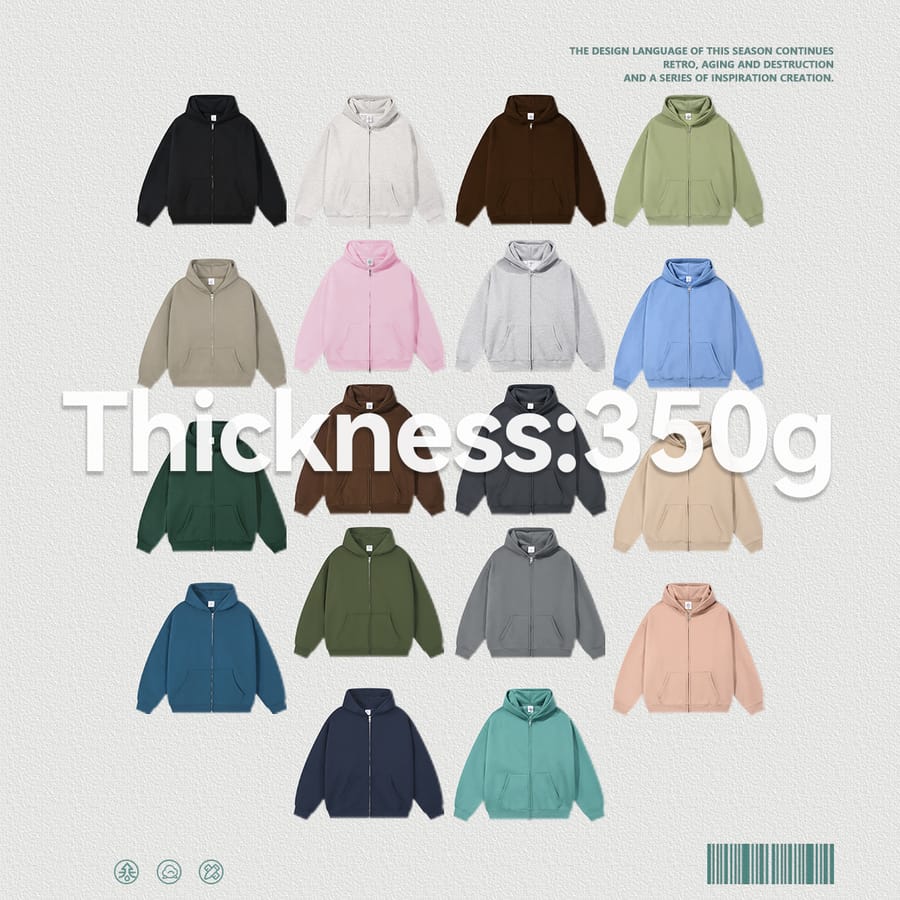 Fleece 350Gsm Oversized Zip-up Hoodie thumbnail 3