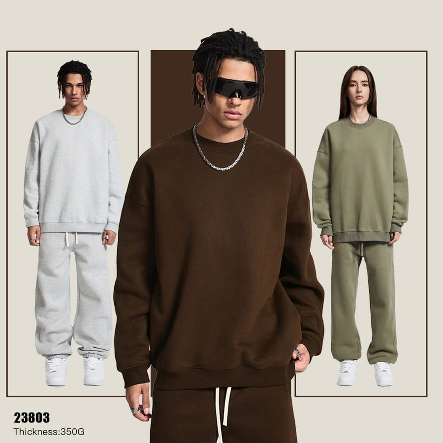 Fleece 350Gsm Overszied Crewneck Sweatshirt thumbnail 2