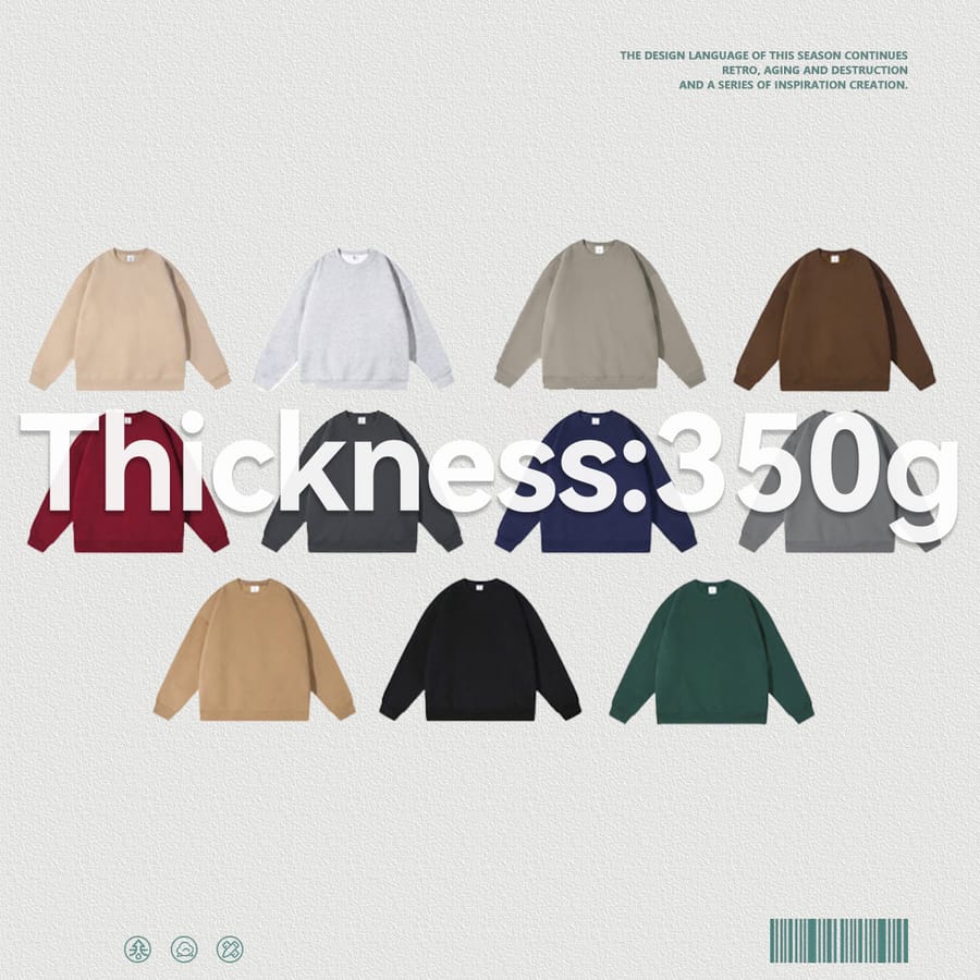 Fleece 350Gsm Overszied Crewneck Sweatshirt thumbnail 3