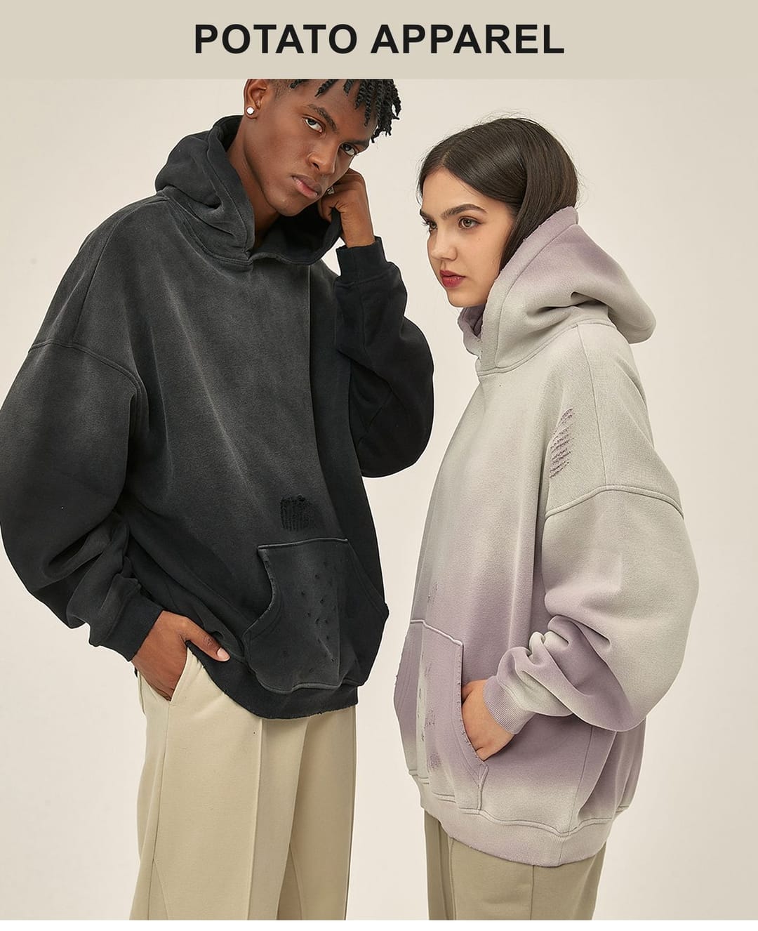 Fleece 360Gsm Spray-Dye Distressed Wash Hoodie – detail 11