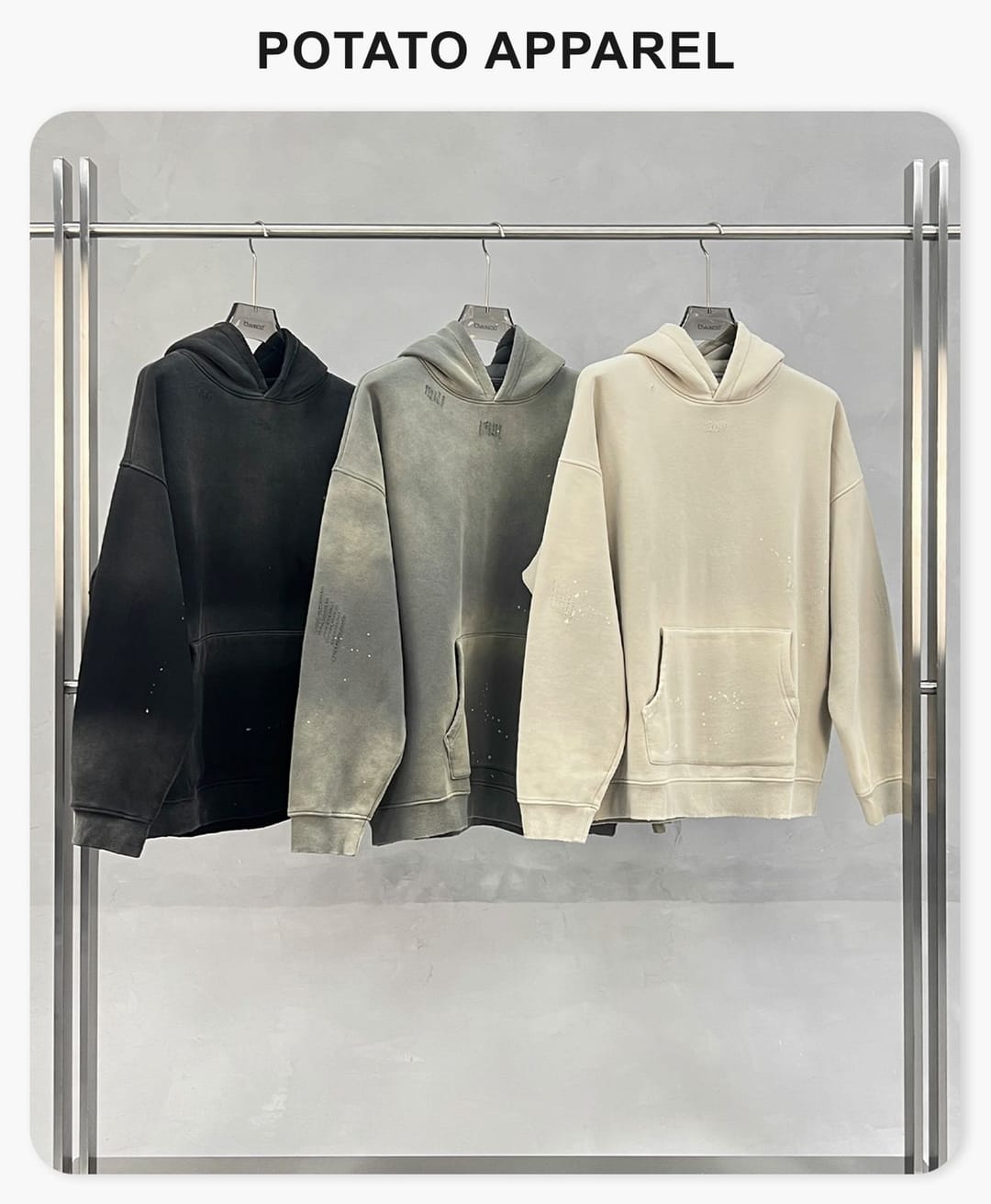 Fleece 360Gsm Spray-Dye Distressed Wash Hoodie – detail 1