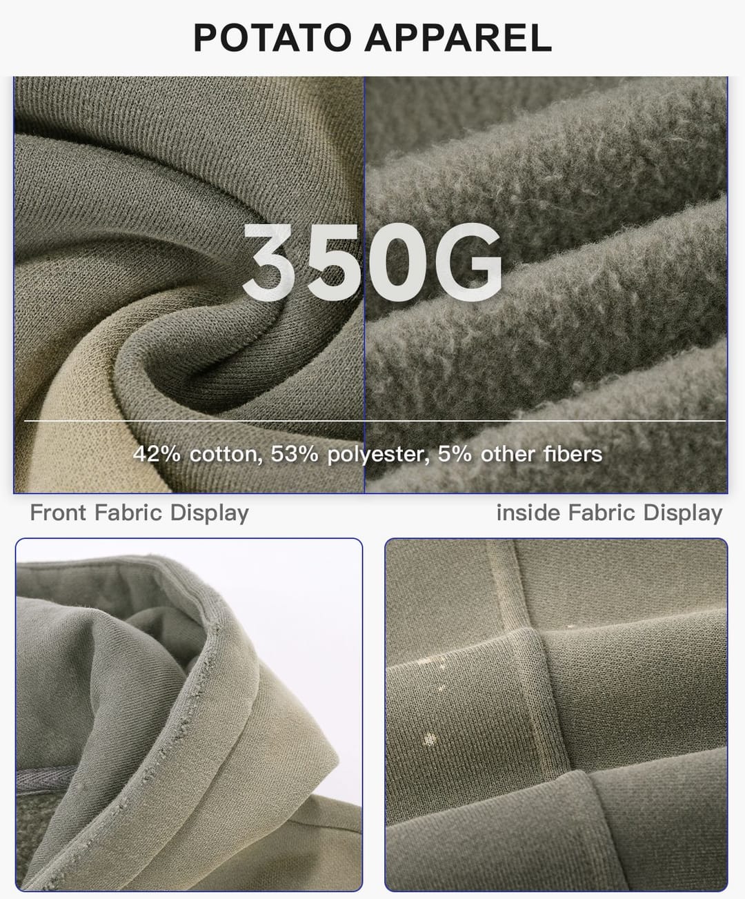 Fleece 360Gsm Spray-Dye Distressed Wash Hoodie – detail 4